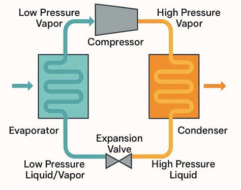 Diagram illustrating the process of moisture formation in compressed air systems, showing heat, pressure, and cooling leading to condensation.