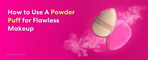 Illustration demonstrating how a powder puff presses powder into the skin to blur imperfections and control shine.