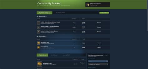 Screenshot of the Steam Community Market interface displaying Rust items and their prices.