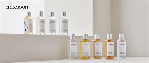 Collage of mixsoon product packaging emphasizing minimalist design and natural ingredients.