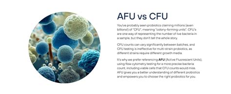 illustration explaining the difference between CFU and AFU in probiotic measurement