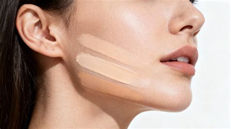 diagram illustrating how to test foundation shades on the face and jawline