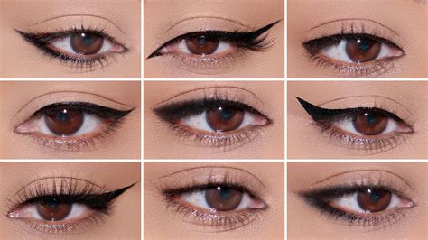 illustration of different eyeliner techniques for Indian eyes