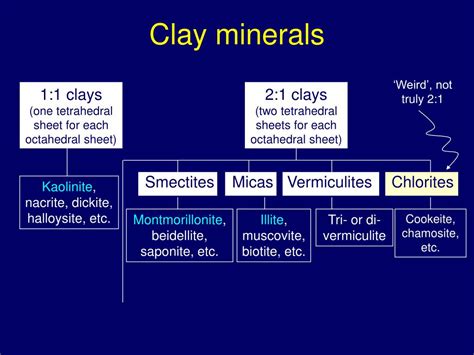 Comparison chart of bentonite clay colors and their mineral compositions