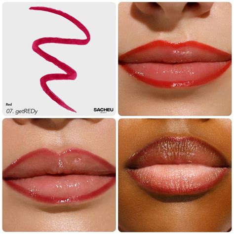 Close-up of lips with a vibrant, freshly peeled Sacheu Beauty Peel Off Lip Liner Stay-N color.