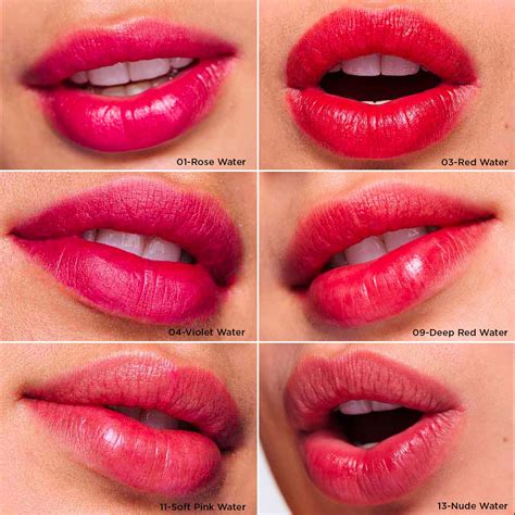 A model applying Clarins Water Lip Stain, showing the glossy finish.