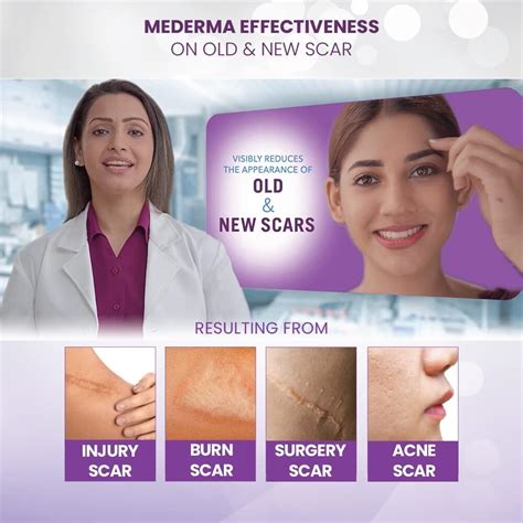 Before and after images showcasing the improvement in scar appearance after using Mederma Cream.