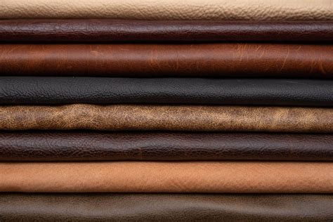 close-up photograph showcasing the rich texture and natural variations of different leather types