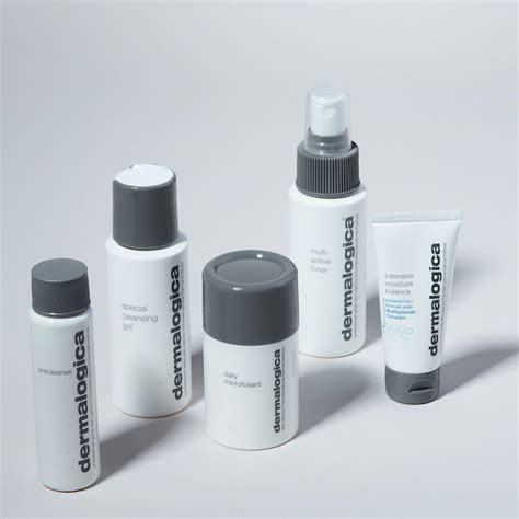 A selection of Dermalogica skincare products displayed on a clean shelf.