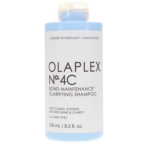 Bottle of Olaplex No. 4C Bond Maintenance Deep Clean Clarifying Shampoo.