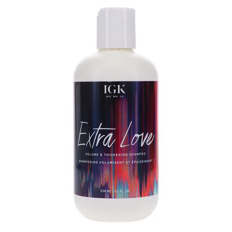 Bottle of IGK Extra Love Volume Shampoo.