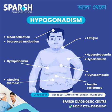 Visual representation of common symptoms associated with hypogonadism in males and females.
