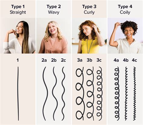 Infographic detailing the characteristics and needs of straight, relaxed, and curly hair types.