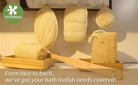 Diagram showing the steps for cleaning and drying a loofah sponge.