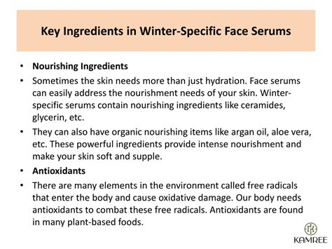 A table comparing the key ingredients and target concerns of the recommended serums.