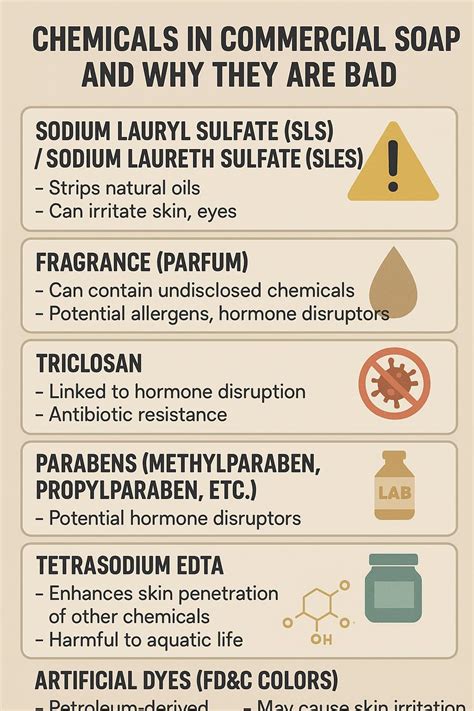 Collage of common irritants found in soaps: fragrance, dyes, SLS