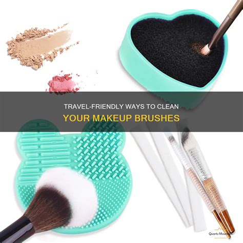 A step-by-step visual guide on how to clean makeup brushes using a brush cleanser and mat.