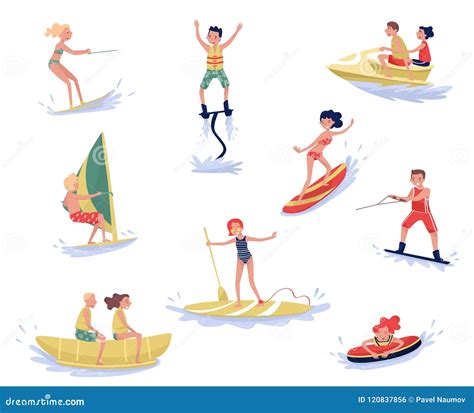 Collage of women engaging in various water sports like surfing, paddleboarding, and swimming, all wearing Title Nine rash guards.