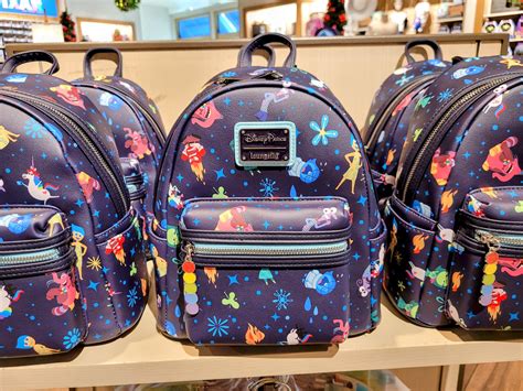 Collage of Loungefly mini backpacks, crossbodies, and wallets featuring various pop culture franchises like Disney, Star Wars, and Sanrio.