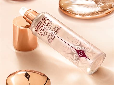 Charlotte Tilbury Airbrush Flawless Setting Spray bottle with a flawless makeup look