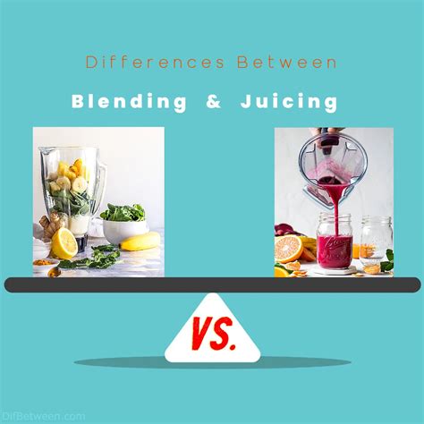Diagram illustrating the process of juicing versus blending, clearly showing the removal of fiber in juicing.