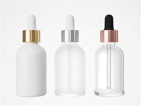 Illustration showcasing various Korean serum bottles with different textures and dropper applicators.