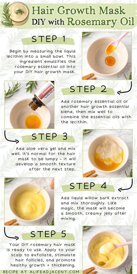 Infographic detailing the steps to make a ginger hair mask with various carrier oils and optional acidic ingredients.