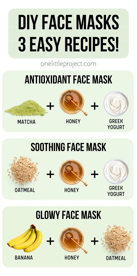 A collage of images showcasing different natural ingredients used in DIY face masks, such as honey, yogurt, oats, and various clays.