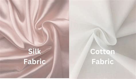 Close-up texture comparison of silk and cotton pillowcase fabrics, highlighting silk's smoothness.