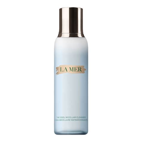 Demonstration of using La Mer The Cool Micellar Cleanser with a cotton pad.