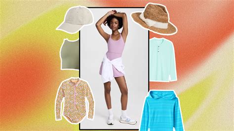 Image displaying various forms of sun protection: sunscreen, hats, and UPF clothing.