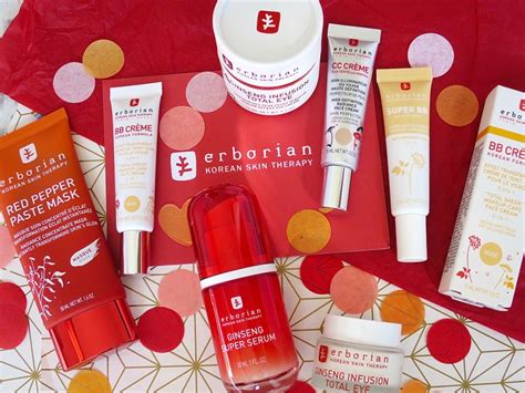 Image of the Erborian logo and a selection of their signature products