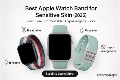 Infographic comparing different Apple Watch band materials and their hypoallergenic properties.