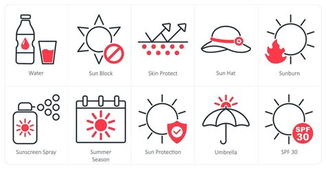 Illustration of diverse skin tones with sun protection icons