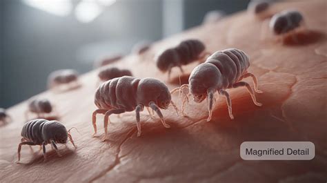 Illustration of scabies mites burrowing into the skin