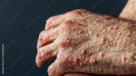 Close-up image of a scabies rash showing burrows and bumps