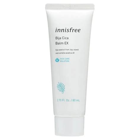 A split image showing the textures of the Innisfree Bija Cica Balm and the A'pieu Madecassoside Cream.