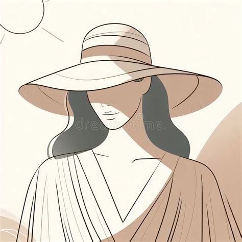 Illustration showing a person wearing a wide-brimmed hat and long-sleeved clothing while using sunscreen.