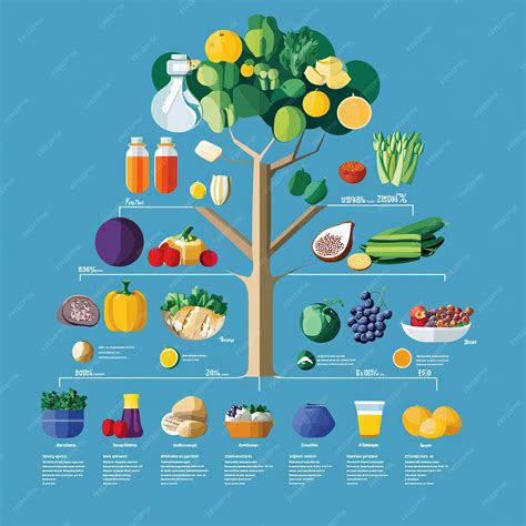 Illustration of various fruits and vegetables, emphasizing their vitamin and mineral content.