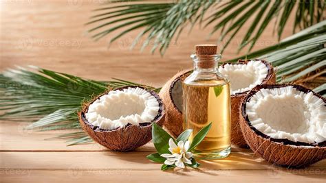 Image of a jar of virgin coconut oil next to a person's hand applying it to dry skin.