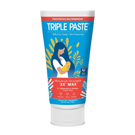 Image of Triple Paste 3X Max Diaper Rash Ointment packaging.