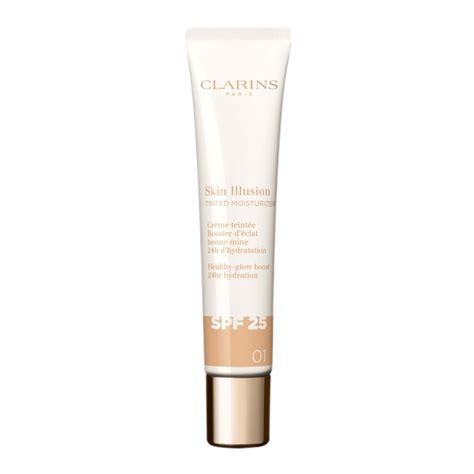 Infographic detailing the key ingredients and benefits of Clarins Skin Illusion Tinted Moisturiser
