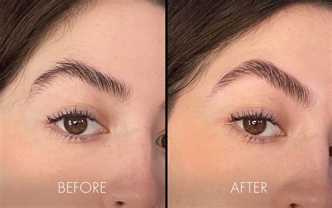 Before and after photos of eyebrow enhancement using Nulastin Brow Shaping Eyebrow Serum.