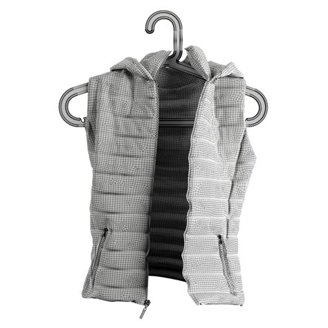 illustration showing a down vest hanging on a hanger versus being compressed in a stuff sack