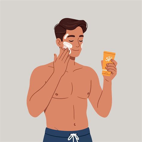 Illustration showing a man applying powder sunscreen to his scalp.
