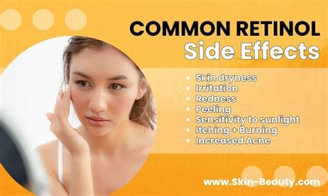 Illustration showing common retinol side effects like redness, dryness, and peeling.