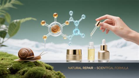 An infographic illustrating the components of snail secretion filtrate and their benefits for the skin.