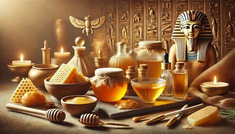 Illustration of ancient Egyptian beauty products including beeswax
