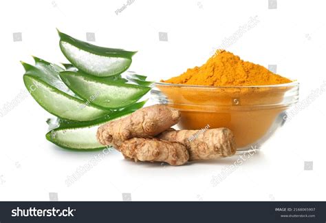 Collage of images: fresh neem leaves, turmeric powder, aloe vera plant, sandalwood powder, honey and cinnamon sticks.