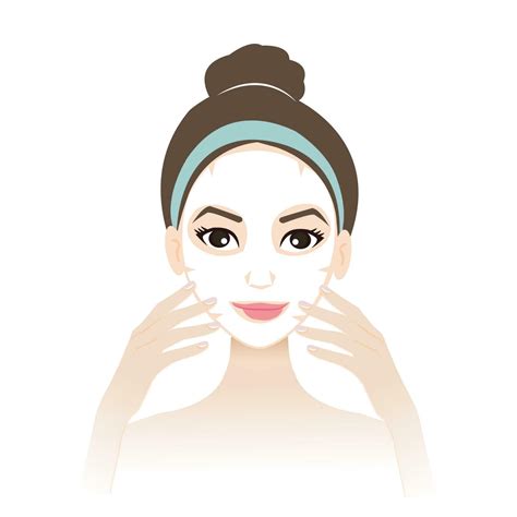 Illustration of a woman applying a sheet mask to her face, highlighting the serum-soaked material.